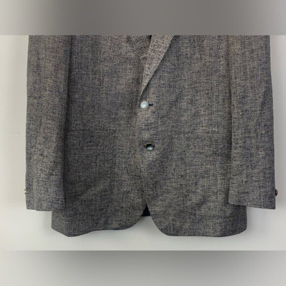 Vintage Walter Pye's LeBaron Clothes Blazer Jacket Dark Blue Herringbone 43L EUC - Picture 3 of 14